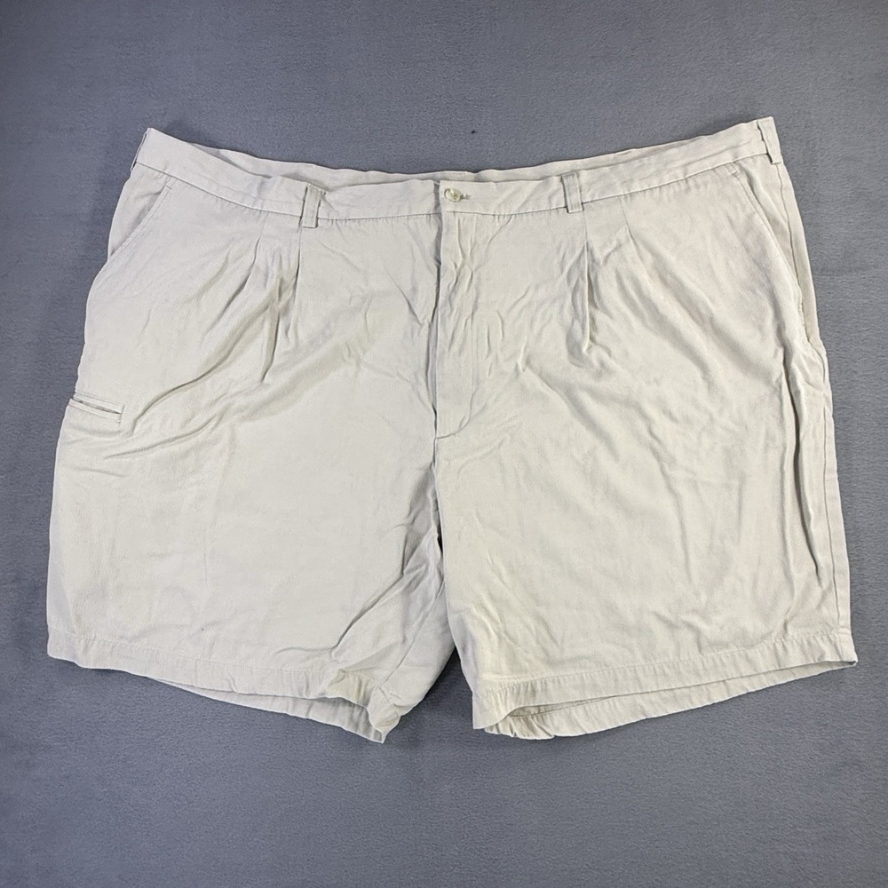 Caribbean Mens Chino Shorts Size 54 100% Silk Light Tan Beige